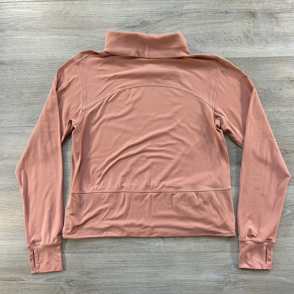 Lululemon Size 4 Coral Ready To Rulu Pullover  With Funnel Neck Thumbhole Pocket